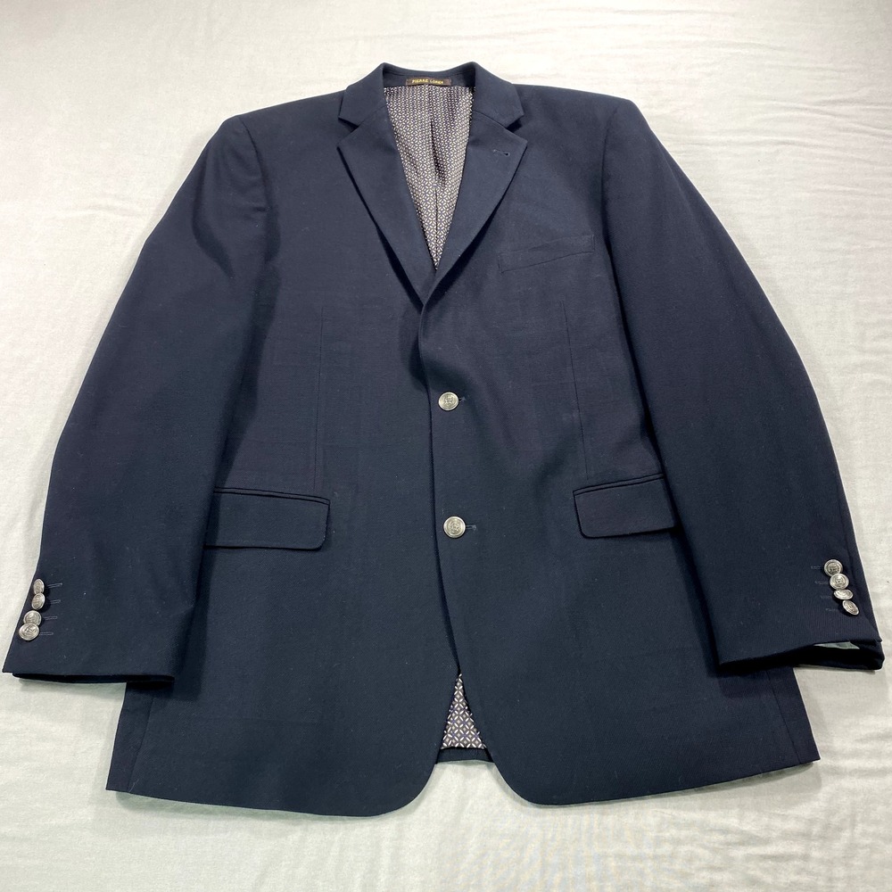 Pierre Loren Blazer Mens 42L Blue Superior 150s Sport Coat Jacket
